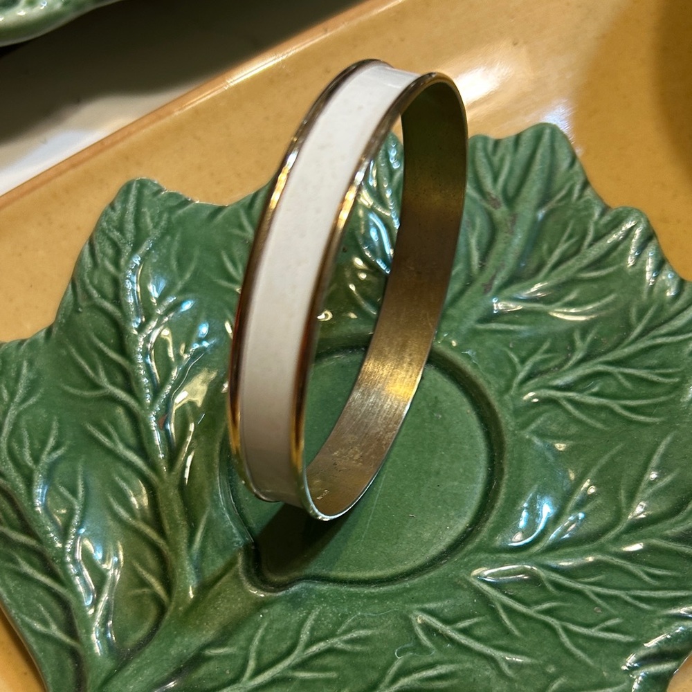 Vintage Napier Elegant White and Gold Bangle Bracelet